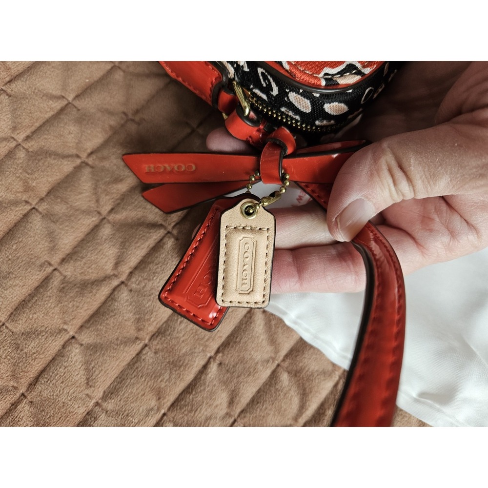 NWT Coach 25121 Poppy Floral Flower Print Scarf Crossbody w/Dust Bag, Red/Blk - Picture 7 of 13